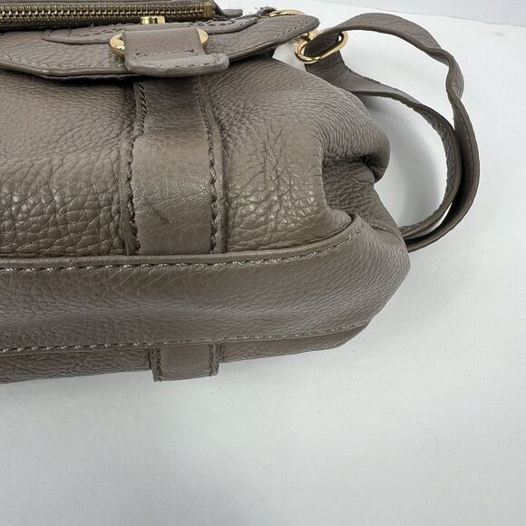 The SAK Taupe Gray Crossbody Pebbled Leather Satchel Fold Over Hobo Shoulder Bag - Picture 11 of 13
